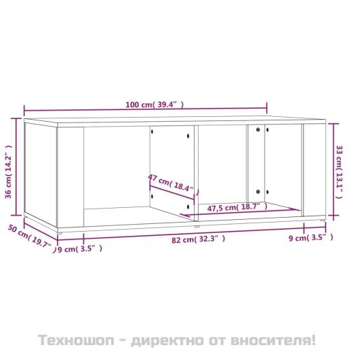 Маса за кафе, черна, 100x50x36 см, инженерно дърво