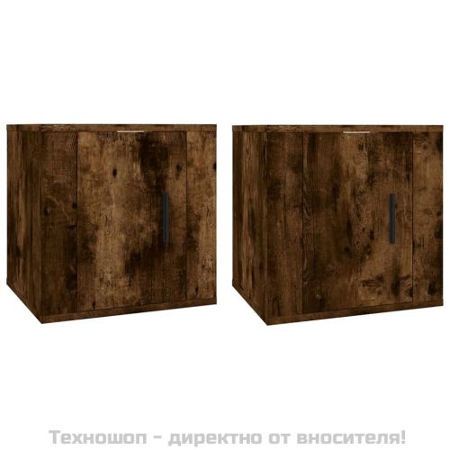 ТВ шкафове със стенен монтаж, 2 бр, опушен дъб, 40x34,5x40 см