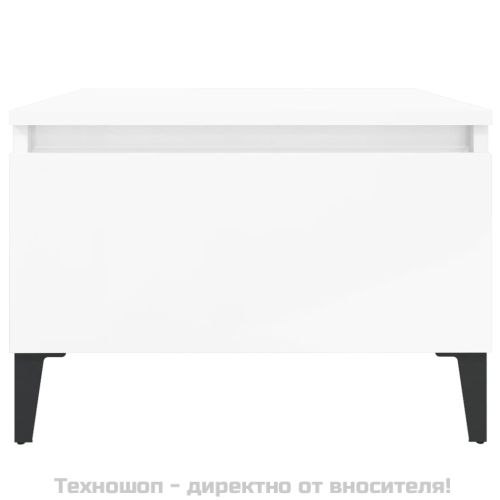 Странична маса, бял гланц, 50x46x35 см, инженерно дърво