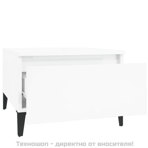 Странична маса, бял гланц, 50x46x35 см, инженерно дърво