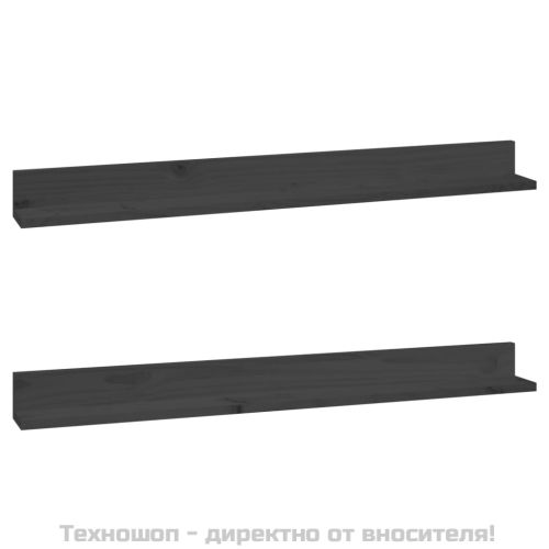 Стенни рафтове, 2 бр, сиви, 110x11x9 см масивно борово дърво