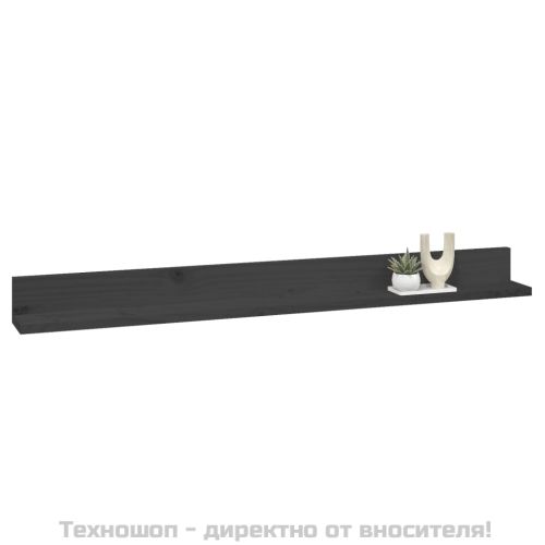 Стенни рафтове, 2 бр, сиви, 110x11x9 см масивно борово дърво