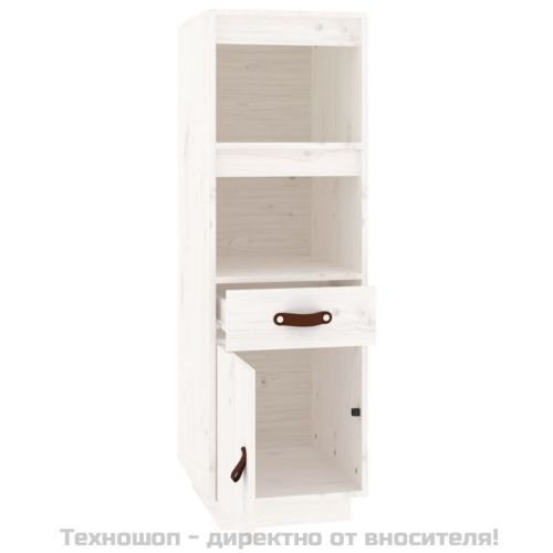 Висок шкаф, бял, 34x40x108,5 см, борово дърво масив