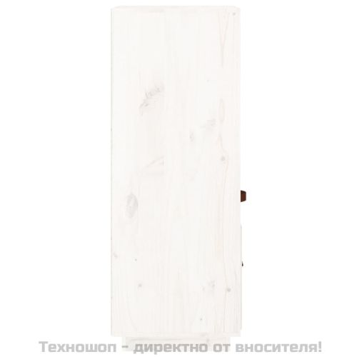 Висок шкаф, бял, 34x40x108,5 см, борово дърво масив