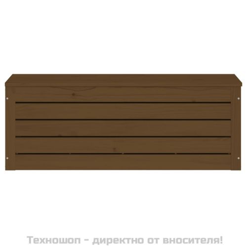 Кутия за съхранение, меденокафява, 89x36,5x33 см, бор масив