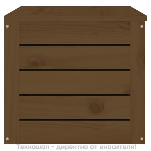 Кутия за съхранение, меденокафява, 89x36,5x33 см, бор масив