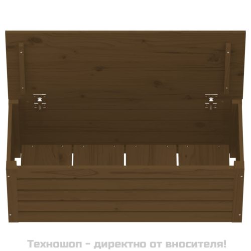 Кутия за съхранение, меденокафява, 89x36,5x33 см, бор масив