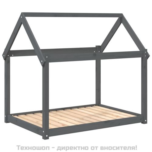 Кучешко легло, сиво, 111x80x100 см, борова дървесина масив