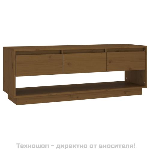 ТВ шкаф, меденокафяв, 110,5x34x40 см, бор масив