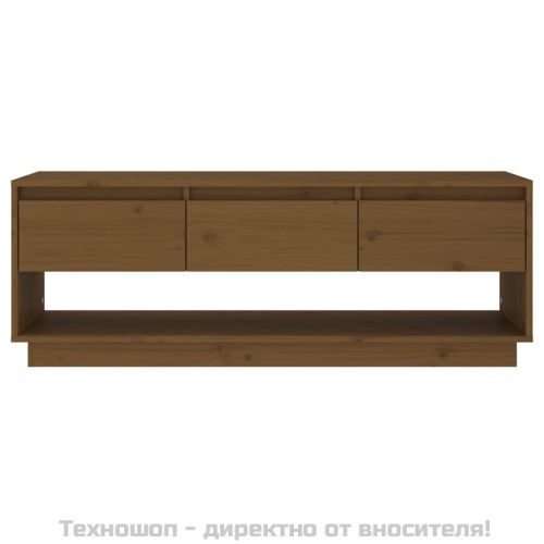 ТВ шкаф, меденокафяв, 110,5x34x40 см, бор масив