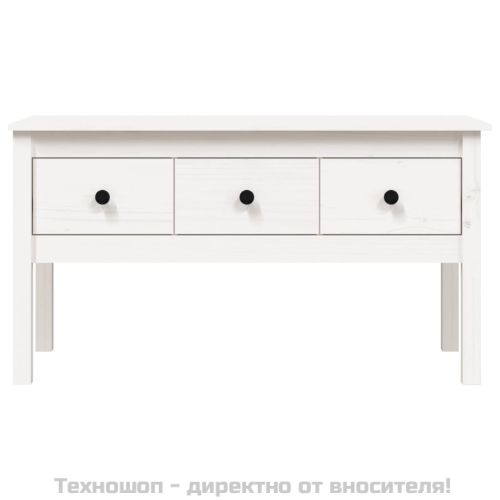 Кафе маса, бяла, 102x49x55 см, борово дърво масив