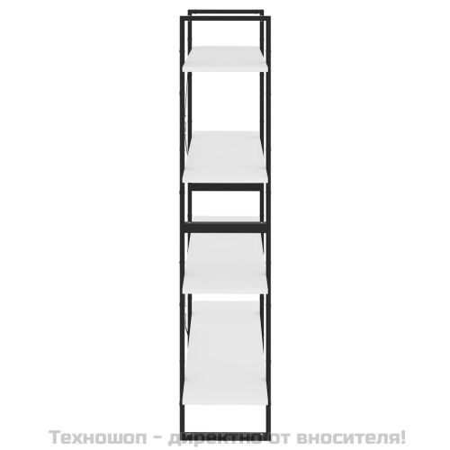 4-етажна библиотека, бял, 100x30x140 см, инженерно дърво