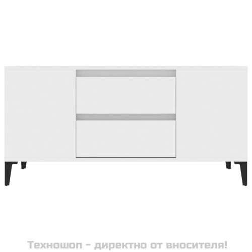ТВ шкаф, бял, 102x44,5x50 см, инженерно дърво