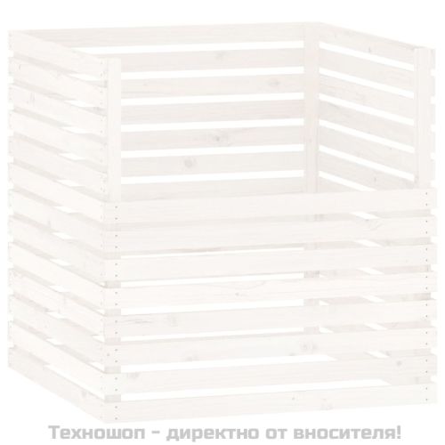 Компостер, бял, 100x100x102 см, борово дърво масив
