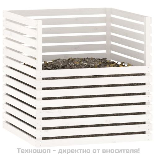 Компостер, бял, 100x100x102 см, борово дърво масив