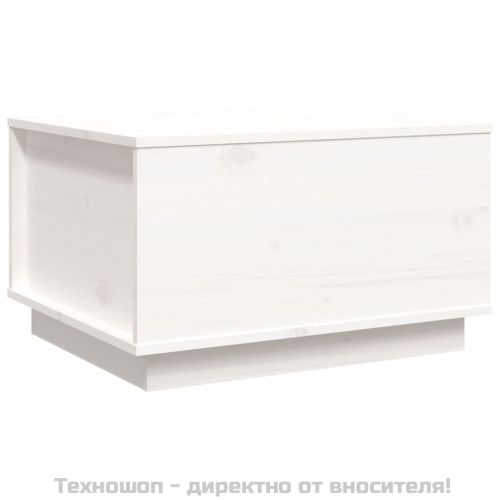 Кафе маса, бяла, 60x50x35 см, борово дърво масив