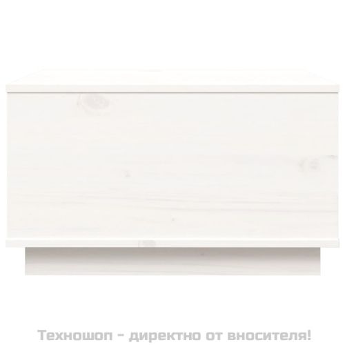 Кафе маса, бяла, 60x50x35 см, борово дърво масив
