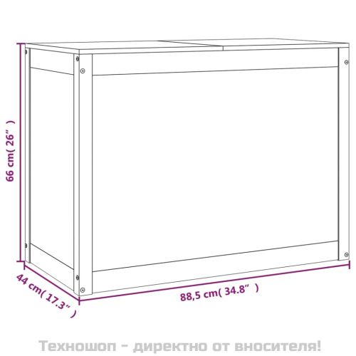 Кутия за пране, 88,5x44x66 см, борово дърво масив