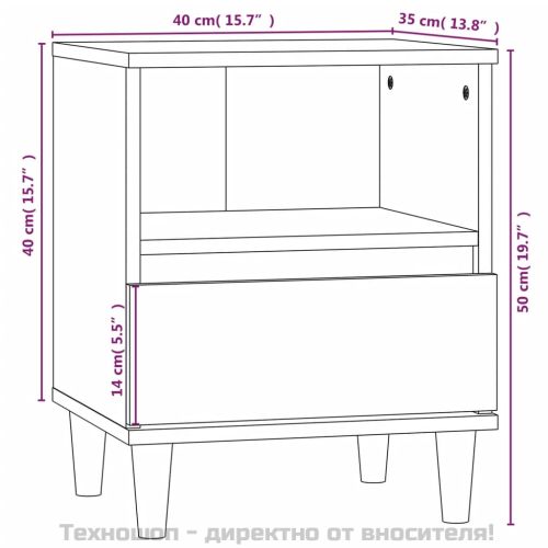 Нощни шкафчета, 2 бр, сив сонома, 40x35x50 см