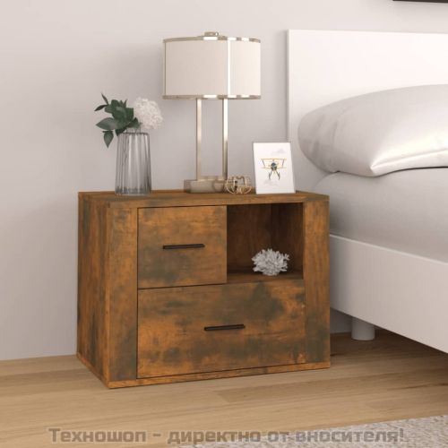 Нощно шкафче, опушен дъб, инженерно дърво 60x36x45 см