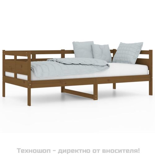 Дневно легло, меденокафяво, борово дърво масив, 90x190 см