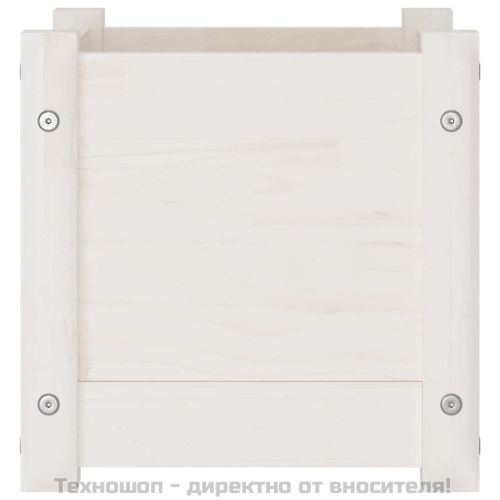 Градински сандък, бял, 31x31x31 см, бор масив