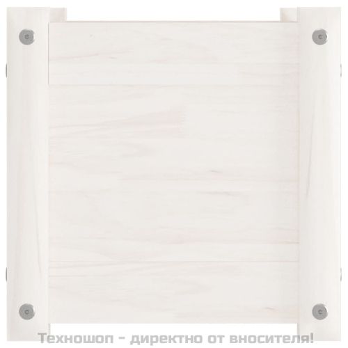 Градински сандък, бял, 31x31x31 см, бор масив