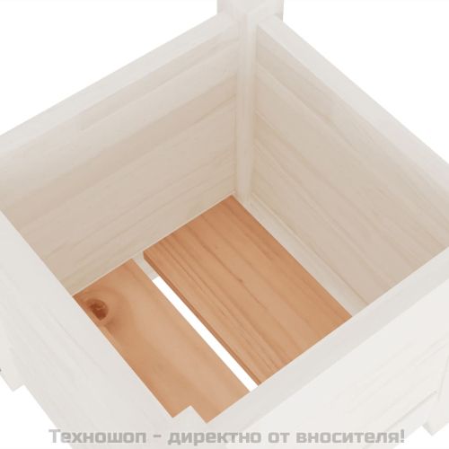 Градински сандък, бял, 31x31x31 см, бор масив