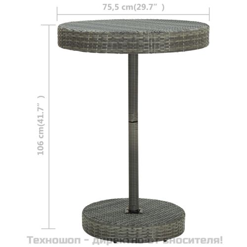 Градинска маса, сива, 75,5x106 см, полиратан