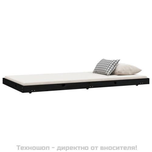 Рамка за легло, черно, 100x200 см, бор масив