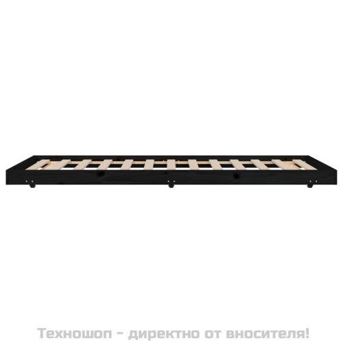 Рамка за легло, черно, 100x200 см, бор масив