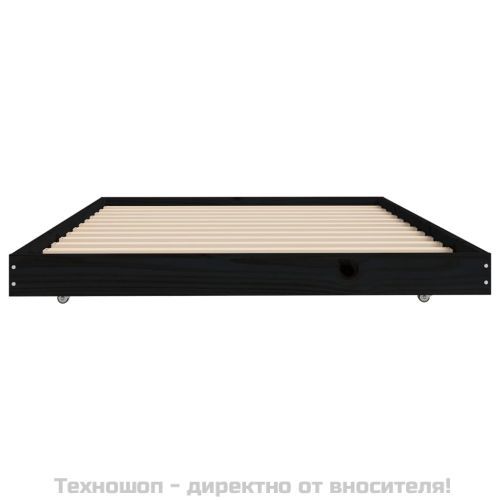 Рамка за легло, черно, 100x200 см, бор масив
