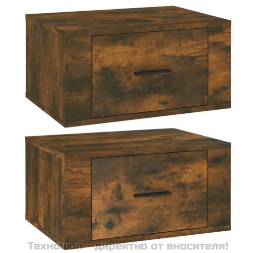 Нощни шкафчета за стенен монтаж, 2 бр, опушен дъб, 50x36x25 см