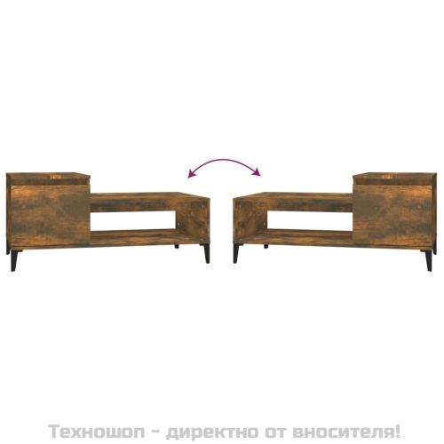 Кафе маса, опушен дъб, 100x50x45 см, инженерно дърво