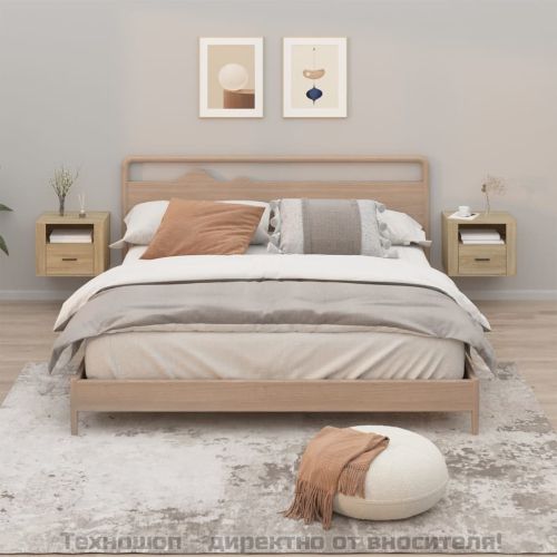 Нощни шкафчета за стенен монтаж, 2 бр, сонома дъб, 50x36x40 см