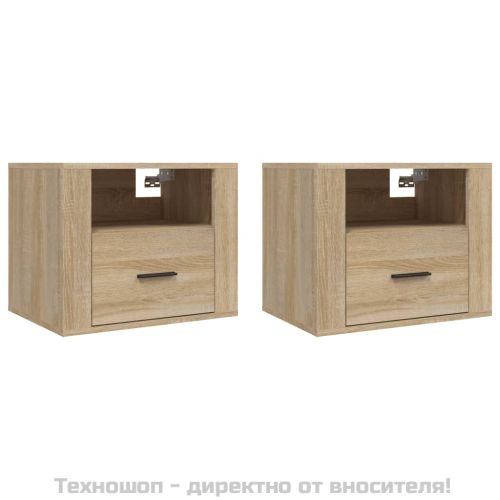Нощни шкафчета за стенен монтаж, 2 бр, сонома дъб, 50x36x40 см