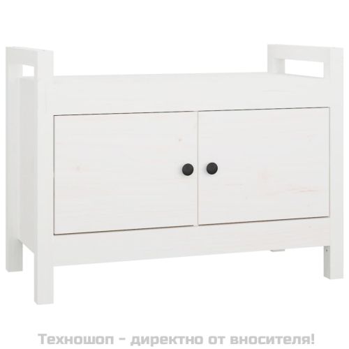 Пейка за антре, бяла, 80x40x60 см, борово дърво масив