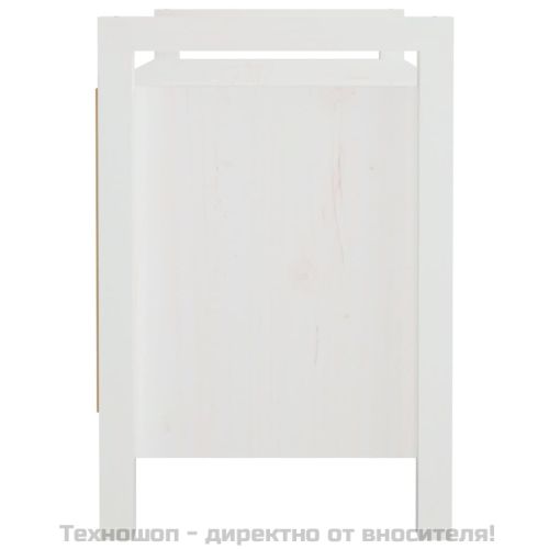 Пейка за антре, бяла, 80x40x60 см, борово дърво масив