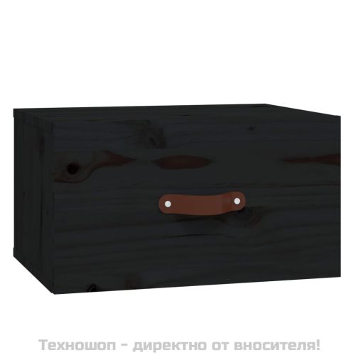 Нощно шкафче за стенен монтаж, черно 40x29,5x22 см