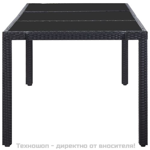 Градински комплект, 9 части, полиратан, черен