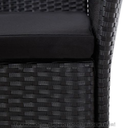 Градински комплект, 9 части, полиратан, черен