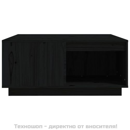 Кафе маса, черно, 80x81x36,5 см, борово дърво масив
