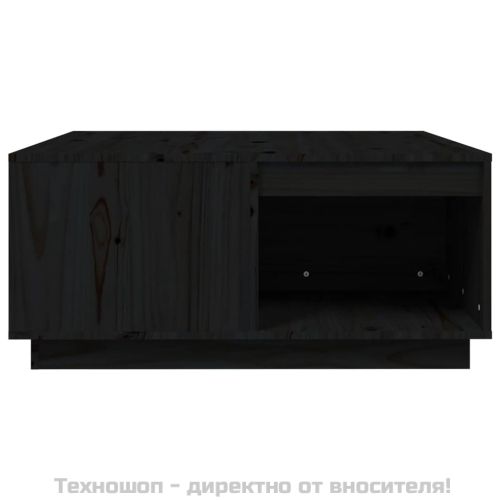 Кафе маса, черно, 80x81x36,5 см, борово дърво масив