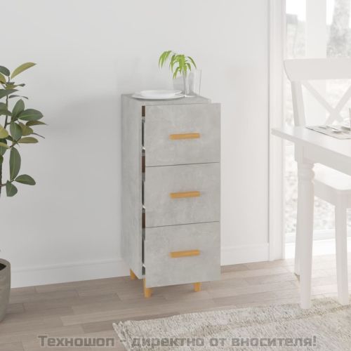 Сайдборд, бетонно сив, 34,5x34x90 см, инженерно дърво