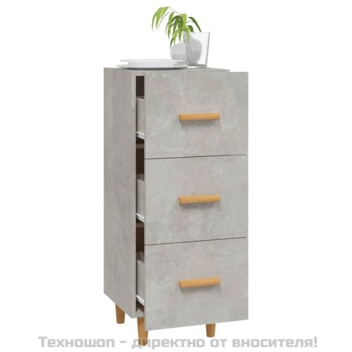 Сайдборд, бетонно сив, 34,5x34x90 см, инженерно дърво