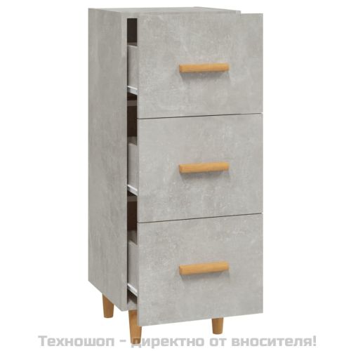 Сайдборд, бетонно сив, 34,5x34x90 см, инженерно дърво
