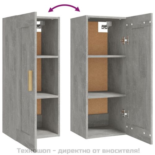 Стенен шкаф, бетонно сив, 35x34x90 см, инженерно дърво