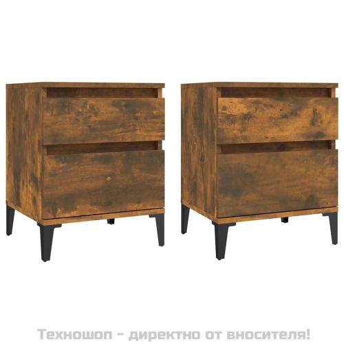 Нощни шкафчета 2 бр опушен дъб 40x35x50 см