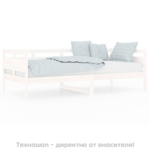Дневно легло без матрак, бял, борово дърво масив, 90x200 см