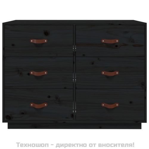 Сайдборд, черен, 100x40x75 см, бор масив